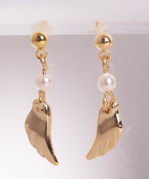 Peony(ピオニー)の「【Peony/ピオニー】パール&ドロップ羽ピアス(ピアス(両耳用)・レディース・ゴールド/シルバー・FREE)」の4枚目の写真