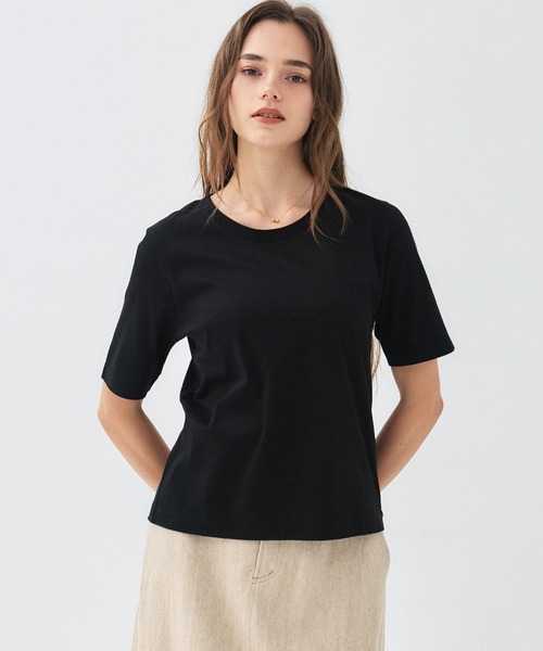PUBLIC TOKYO（パブリックトウキョウ）の「コットンスムースTEE（Tシャツ/カットソー・レディース・ブラウン/ブラック/アイボリー・FREE）」の2枚目の写真