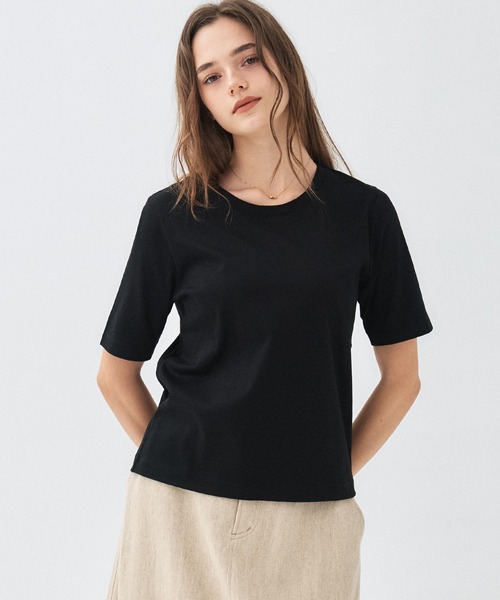 PUBLIC TOKYO（パブリックトウキョウ）の「コットンスムースTEE（Tシャツ/カットソー・レディース・ブラウン/ブラック/アイボリー・FREE）」の20枚目の写真