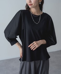 【ANNA LUNA】袖デザイン と バックジップ が 映える 7分袖 プルオーバー