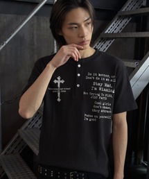 A'GEM/9 × .kom 『ARULE/アルール』Cross Graphic Thermal Henley Neck T-Shirt/クロスグラフィック サーマルヘンリーネック Tシャツ
