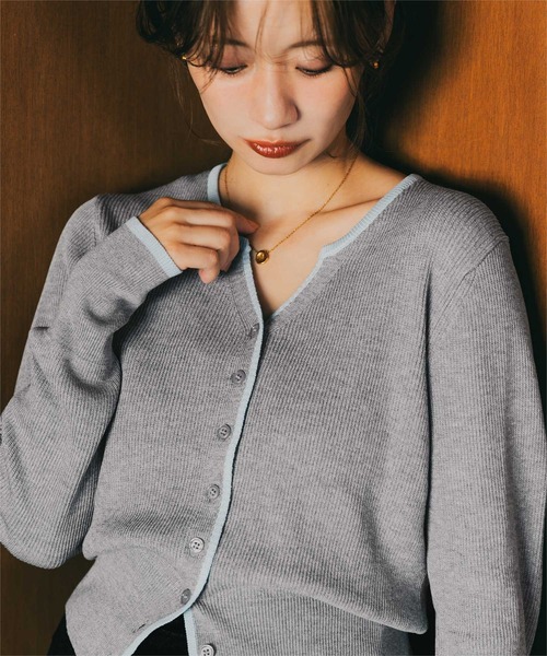 titivate(ティティベイト)の「キーネックリブニットカーディガン(カーディガン/ボレロ・レディース・ピンク/グレー/ブラック/ブラウン・S/L/M)」の20枚目の写真