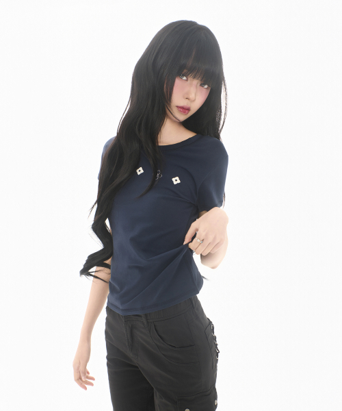 MIRECO（ミレコ）の「IKEBANA T NAVY（Tシャツ/カットソー・レディース・その他・FREE）」の2枚目の写真