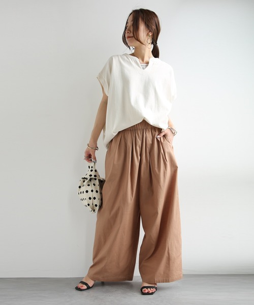 and it_(アンドイット)の「コットンスラブワイドパンツ(その他パンツ・レディース・ブラック/ダークベージュ/アイボリー・M-L)」の21枚目の写真