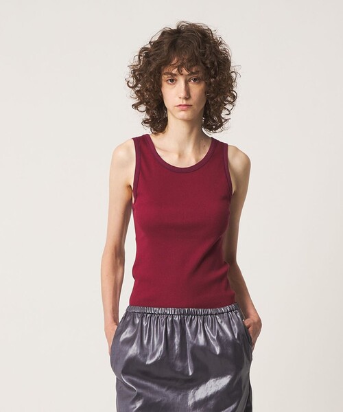 6(ロク)の「【別注】<OVERNEATH for 6>RIB TANK092/タンクトップ(タンクトップ・レディース・ケリーグリーン/ワイン・M)」の2枚目の写真