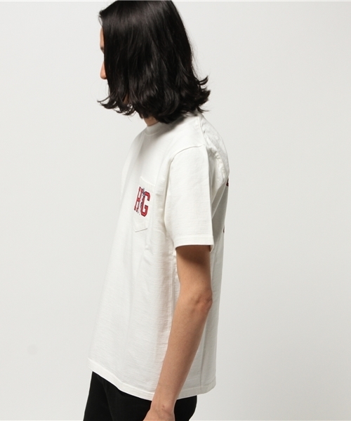HYSTERIC GLAMOUR（ヒステリックグラマー）の「HG COLLEGE pt ポケ付T-SH（Tシャツ/カットソー・メンズ・ホワイト/ネイビー/ブラウン・LARGE/X-LARGE/MEDIUM/SMALL）」の16枚目の写真