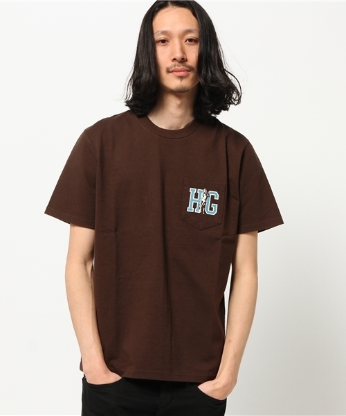 HYSTERIC GLAMOUR（ヒステリックグラマー）の「HG COLLEGE pt ポケ付T-SH（Tシャツ/カットソー・メンズ・ホワイト/ネイビー/ブラウン・LARGE/X-LARGE/MEDIUM/SMALL）」の12枚目の写真