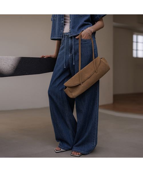 MEMUA(メムア)の「ヘジデニムストリングワイドパンツ(デニムパンツ・レディース・ブラック/ダークブルー・SMALL/MEDIUM/LARGE)」の1枚目の写真