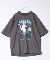 FREDY MAC（フレディーマック）の「【FREDYMAC/フレディマック】度詰め天竺CAT&DOGチャリTEE（Tシャツ/カットソー）」