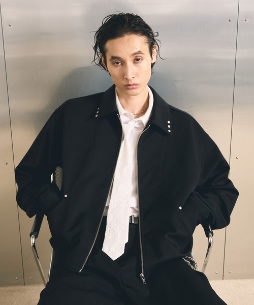 HARE(ハレ)の「【SET UP対応】スタッズコンパクトZIPブルゾン(HARE)(ブルゾン・メンズ・ブラック/グレー・MEDIUM/SMALL)」の1枚目の写真