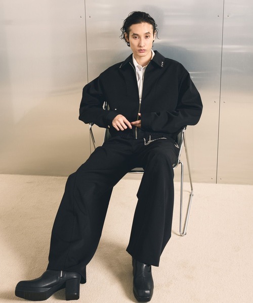 HARE(ハレ)の「【SET UP対応】スタッズコンパクトZIPブルゾン(HARE)(ブルゾン・メンズ・ブラック/グレー・MEDIUM/SMALL)」の5枚目の写真
