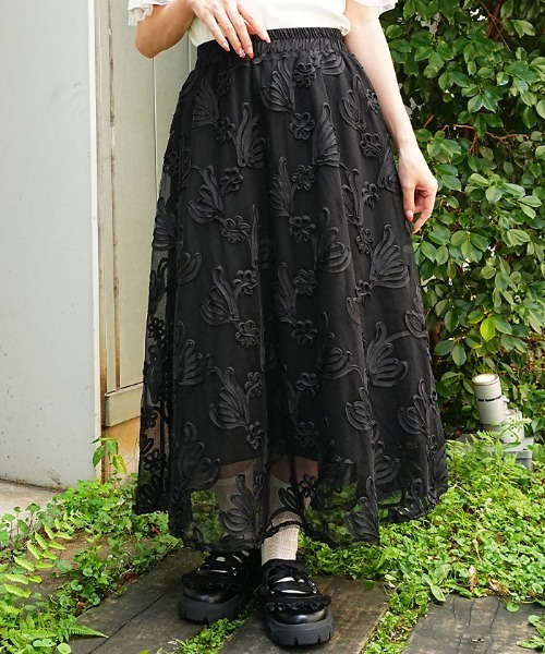 axes femme(アクシーズファム)の「オーガンジーフレアスカート(スカート・レディース・ホワイト/ブラック・FREE)」の2枚目の写真