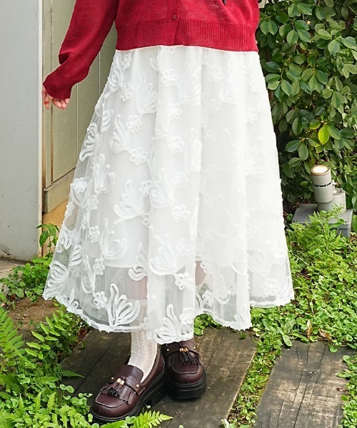axes femme(アクシーズファム)の「オーガンジーフレアスカート(スカート・レディース・ホワイト/ブラック・FREE)」の6枚目の写真