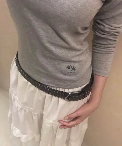 COIRIS（コイリス）の「◇COIRIS◇ブランド直輸入正規品/リブ オフショルダー ラグラン長袖Tシャツ Rib Off-Shoulder Raglan Long Sleeve Tee（Tシャツ/カットソー・レディース・ホワイト/グレー/ブラック・FREE）」の14枚目の写真
