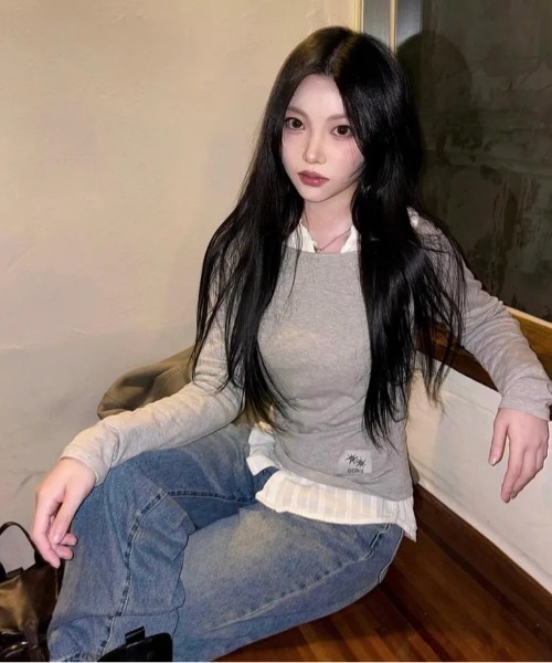 COIRIS（コイリス）の「◇COIRIS◇ブランド直輸入正規品/リブ オフショルダー ラグラン長袖Tシャツ Rib Off-Shoulder Raglan Long Sleeve Tee（Tシャツ/カットソー・レディース・ホワイト/グレー/ブラック・FREE）」の18枚目の写真