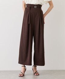 バックル付共布ベルトタックワイドパンツ