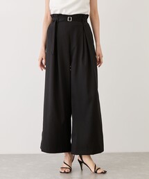 バックル付共布ベルトタックワイドパンツ