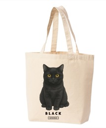 Moftique（モフティック） トートバッグ キャンバス マチ有 生成り 黒猫 猫 アニマルプリント SMサイズ ユニセックス