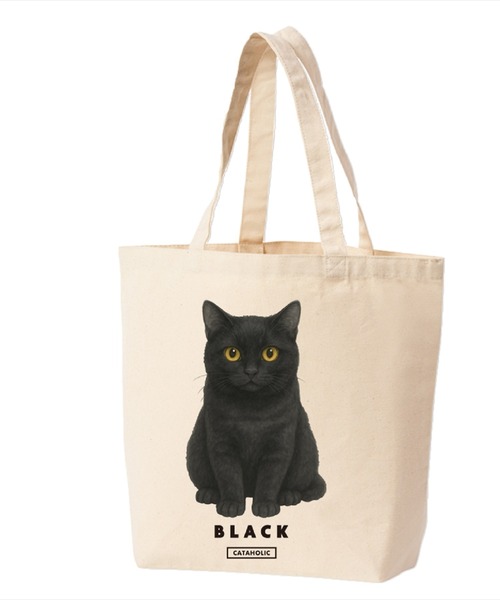 Moftique(モフティック)の「Moftique(モフティック) トートバッグ キャンバス マチ有 生成り 黒猫 猫 アニマルプリント SMサイズ ユニセックス(トートバッグ・レディース・ナチュラル・FREE)」の1枚目の写真