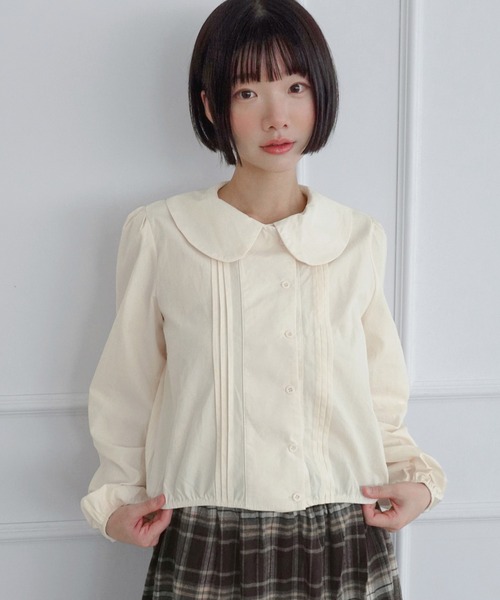 by muni:r(バイ ムニール)の「ラブリービッグカラーボタンパフブラウス/2026 AW COLLECTION(シャツ/ブラウス・レディース・ミント/アイボリー・FREE)」の2枚目の写真
