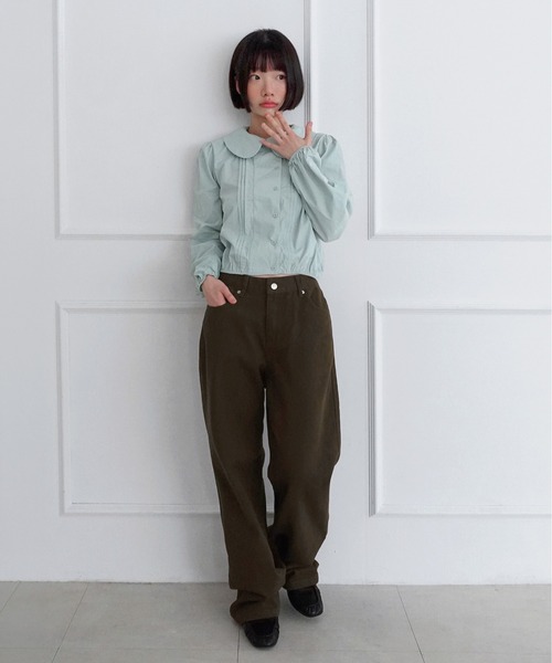 by muni:r(バイ ムニール)の「ラブリービッグカラーボタンパフブラウス/2026 AW COLLECTION(シャツ/ブラウス・レディース・ミント/アイボリー・FREE)」の12枚目の写真