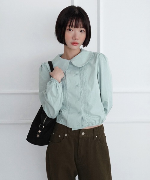 by muni:r(バイ ムニール)の「ラブリービッグカラーボタンパフブラウス/2026 AW COLLECTION(シャツ/ブラウス・レディース・ミント/アイボリー・FREE)」の15枚目の写真