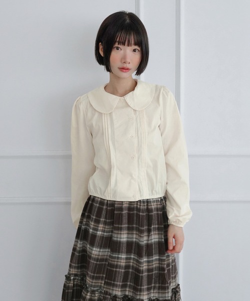 by muni:r(バイ ムニール)の「ラブリービッグカラーボタンパフブラウス/2026 AW COLLECTION(シャツ/ブラウス・レディース・ミント/アイボリー・FREE)」の4枚目の写真