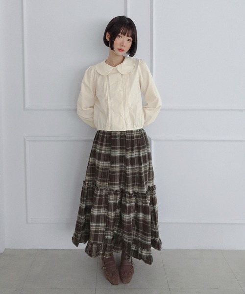 by muni:r(バイ ムニール)の「ラブリービッグカラーボタンパフブラウス/2026 AW COLLECTION(シャツ/ブラウス・レディース・ミント/アイボリー・FREE)」の5枚目の写真