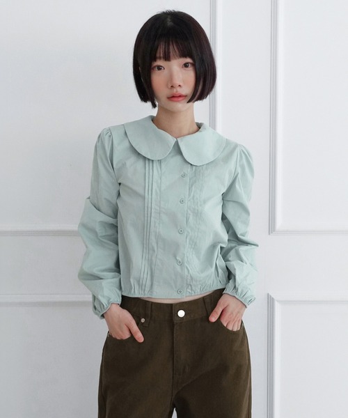 by muni:r(バイ ムニール)の「ラブリービッグカラーボタンパフブラウス/2026 AW COLLECTION(シャツ/ブラウス・レディース・ミント/アイボリー・FREE)」の11枚目の写真
