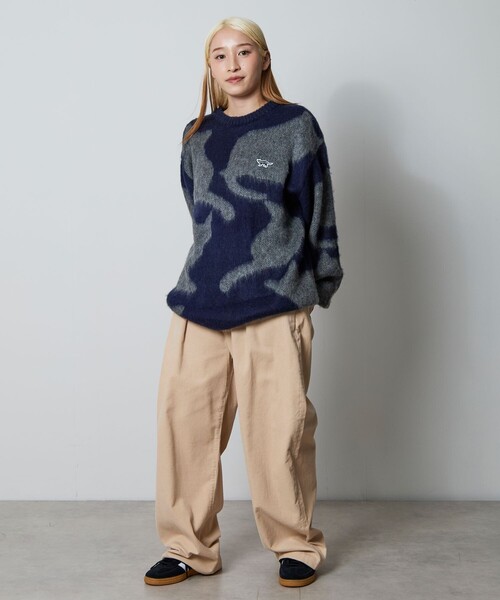 FREAK'S STORE(フリークスストア)の「CHOW DOWN/チャウダウン 限定展開 リラックスフィット ジャカード クルーネック モヘアタッチ シャギーニット / キャットモチーフ(ニット/セーター・メンズ・ブラック/ネイビー/ブラウン/チャコールグレー・SMALL/LARGE/MEDIUM)」の18枚目の写真