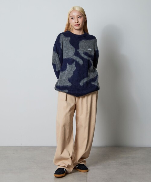 FREAK'S STORE(フリークスストア)の「CHOW DOWN/チャウダウン 限定展開 リラックスフィット ジャカード クルーネック モヘアタッチ シャギーニット / キャットモチーフ(ニット/セーター・メンズ・ブラック/ネイビー/ブラウン/チャコールグレー・SMALL/LARGE/MEDIUM)」の19枚目の写真