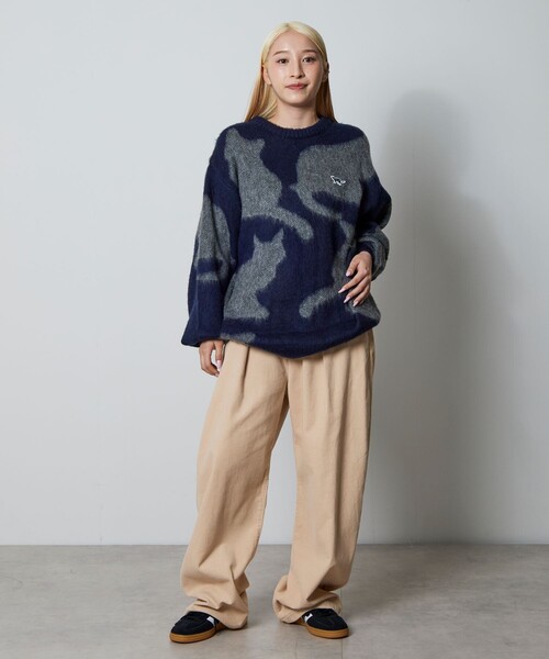 FREAK'S STORE(フリークスストア)の「CHOW DOWN/チャウダウン 限定展開 リラックスフィット ジャカード クルーネック モヘアタッチ シャギーニット / キャットモチーフ(ニット/セーター・メンズ・ブラック/ネイビー/ブラウン/チャコールグレー・SMALL/LARGE/MEDIUM)」の20枚目の写真