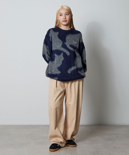 FREAK'S STORE(フリークスストア)の「CHOW DOWN/チャウダウン 限定展開 リラックスフィット ジャカード クルーネック モヘアタッチ シャギーニット / キャットモチーフ(ニット/セーター・メンズ・ブラック/ネイビー/ブラウン/チャコールグレー・SMALL/LARGE/MEDIUM)」の21枚目の写真