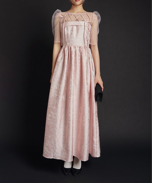 My shawty(マイシャウティー)の「ribbon motif jacquard dress(ドレス・レディース・ピンク/ブラック・FREE)」の14枚目の写真