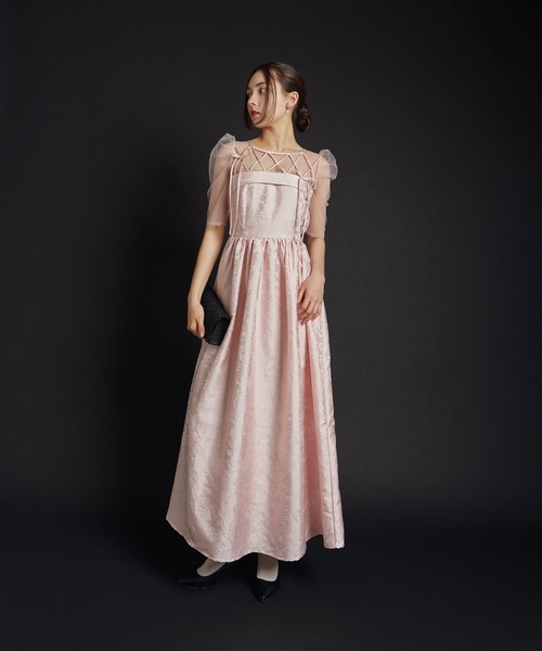 My shawty(マイシャウティー)の「ribbon motif jacquard dress(ドレス・レディース・ピンク/ブラック・FREE)」の11枚目の写真
