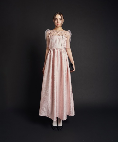 My shawty(マイシャウティー)の「ribbon motif jacquard dress(ドレス・レディース・ピンク/ブラック・FREE)」の9枚目の写真