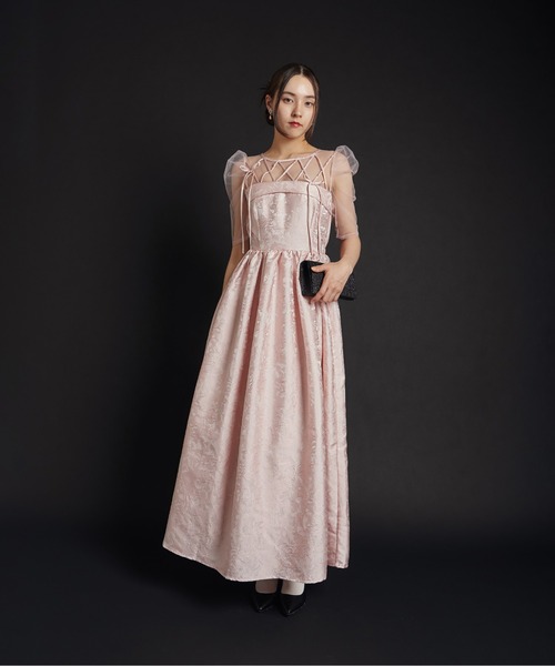 My shawty(マイシャウティー)の「ribbon motif jacquard dress(ドレス・レディース・ピンク/ブラック・FREE)」の10枚目の写真