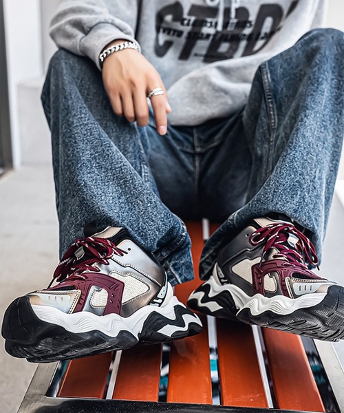 WESTBOY(ウエストボーイ)の「Y2K レイヤードメッシュ 6cm ボリュームハイソール ダッドスニーカー WO26W8SH10(スニーカー・メンズ・レッド/グレー/ブラック・44/43/42/41)」の14枚目の写真