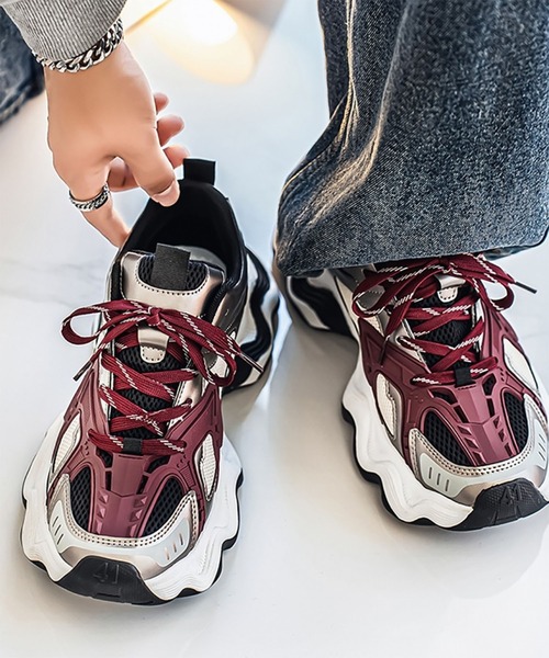 WESTBOY(ウエストボーイ)の「Y2K レイヤードメッシュ 6cm ボリュームハイソール ダッドスニーカー WO26W8SH10(スニーカー・メンズ・レッド/グレー/ブラック・44/43/42/41)」の17枚目の写真