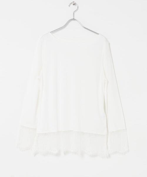 SENSE OF PLACE by URBAN RESEARCH(センスオブプレイスバイアーバンリサーチ)の「保湿レースヘムレイヤードカットソー(Tシャツ/カットソー・レディース・オフホワイト/グレー/ブラック・ONE)」の8枚目の写真