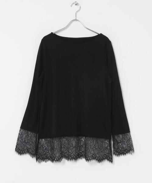 SENSE OF PLACE by URBAN RESEARCH(センスオブプレイスバイアーバンリサーチ)の「保湿レースヘムレイヤードカットソー(Tシャツ/カットソー・レディース・オフホワイト/グレー/ブラック・ONE)」の12枚目の写真
