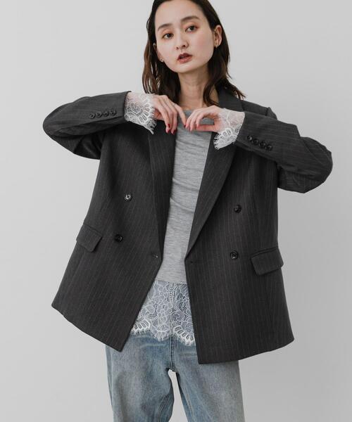 SENSE OF PLACE by URBAN RESEARCH(センスオブプレイスバイアーバンリサーチ)の「保湿レースヘムレイヤードカットソー(Tシャツ/カットソー・レディース・オフホワイト/グレー/ブラック・ONE)」の14枚目の写真