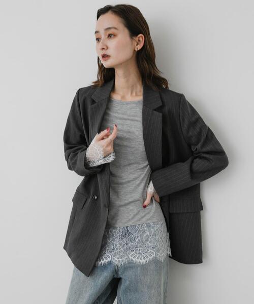 SENSE OF PLACE by URBAN RESEARCH(センスオブプレイスバイアーバンリサーチ)の「保湿レースヘムレイヤードカットソー(Tシャツ/カットソー・レディース・オフホワイト/グレー/ブラック・ONE)」の15枚目の写真