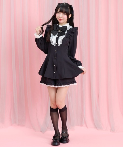 Secret Honey(シークレットハニー)の「アクセサリーリボンレースフリルセットアップ(セットアップ・レディース・ブラック/ブラックミックス/ブラック系その他/ワインレッド・MEDIUM)」の20枚目の写真