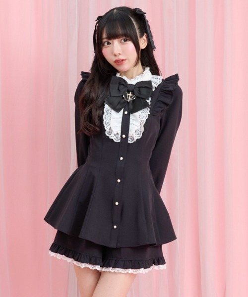 Secret Honey(シークレットハニー)の「アクセサリーリボンレースフリルセットアップ(セットアップ・レディース・ブラック/ブラックミックス/ブラック系その他/ワインレッド・MEDIUM)」の21枚目の写真