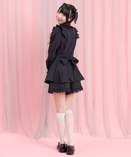 Secret Honey(シークレットハニー)の「アクセサリーリボンレースフリルセットアップ(セットアップ・レディース・ブラック/ブラックミックス/ブラック系その他/ワインレッド・MEDIUM)」の5枚目の写真