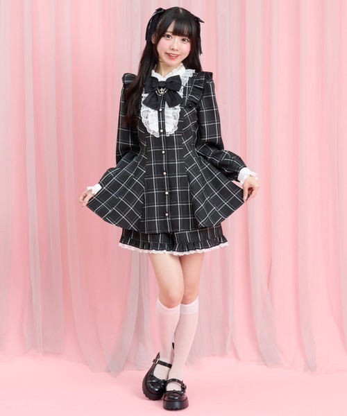 Secret Honey(シークレットハニー)の「アクセサリーリボンレースフリルセットアップ(セットアップ・レディース・ブラック/ブラックミックス/ブラック系その他/ワインレッド・MEDIUM)」の6枚目の写真