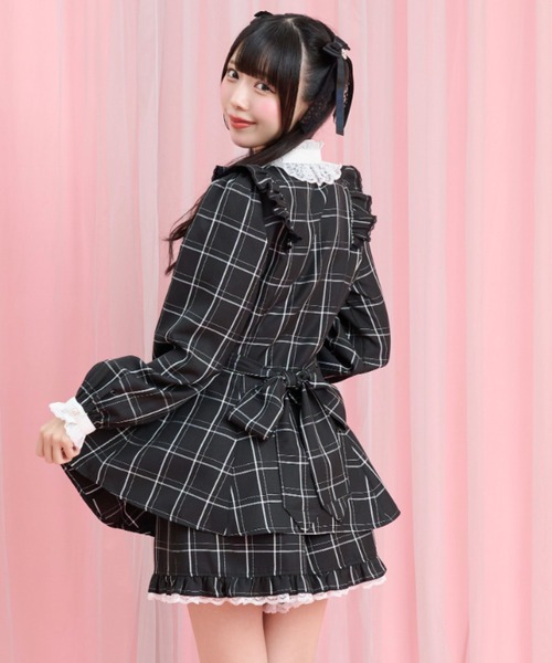 Secret Honey(シークレットハニー)の「アクセサリーリボンレースフリルセットアップ(セットアップ・レディース・ブラック/ブラックミックス/ブラック系その他/ワインレッド・MEDIUM)」の8枚目の写真