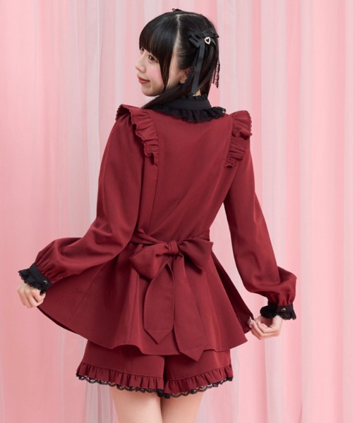 Secret Honey(シークレットハニー)の「アクセサリーリボンレースフリルセットアップ(セットアップ・レディース・ブラック/ブラックミックス/ブラック系その他/ワインレッド・MEDIUM)」の12枚目の写真