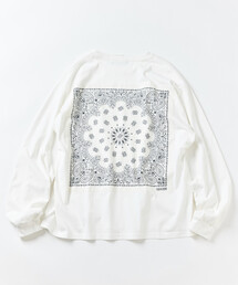 HAV-A-HANK/ハバハンク HAV-A-HANK×FREAK'S STORE/ハバハンク 別注 バックプリント バンダナデザイン ピグメント クルーネックロングスリーブTシャツ